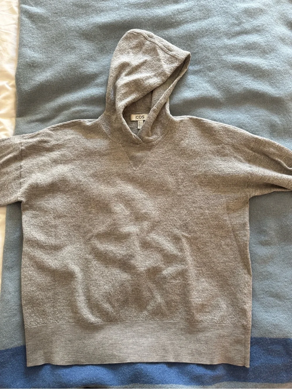 COS Light Gray Merino Wool Knit Hoodie Sweater - Picture 4 of 5